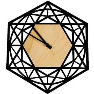 AMADEA Dřevěné hodiny nástěnné ve tvaru šestiúhelníku, masivní dřevo, průměr 30 cm