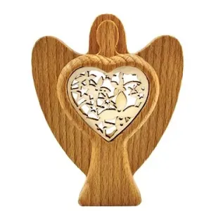 AMADEA Dřevěný anděl s vkladem - ornament, masivní dřevo, výška 10 cm #4834326