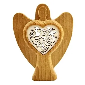 AMADEA Dřevěný anděl s vkladem - ornament, masivní dřevo, výška 10 cm #4834327