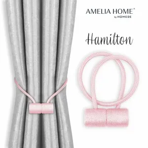 AmeliaHome Sada úvazů na závěs HAMILTON 2 ks pudrově růžová #4782841