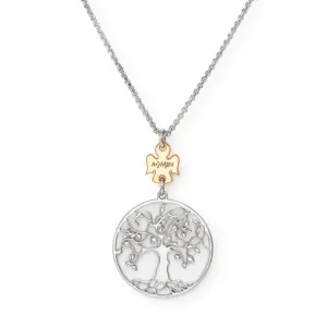 AMEN stříbrný náhrdelník strom života s andělem CLALABR3