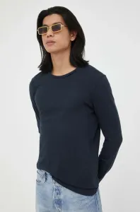 Bavlněné tričko s dlouhým rukávem American Vintage tmavomodrá barva
