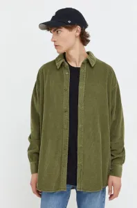 Manšestrová košile American Vintage zelená barva, relaxed, s klasickým límcem