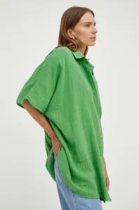 Košile American Vintage zelená barva, relaxed, s klasickým límcem