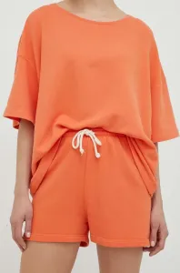 Kraťasy American Vintage dámské, oranžová barva, hladké, high waist