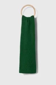 Šátek z vlněné směsi American Vintage zelená barva, hladký