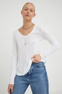 Tričko s dlouhým rukávem American Vintage bílá barva