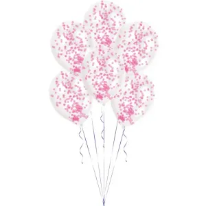 Amscan Balónky latexové růžové - konfetové 6 ks #4083770