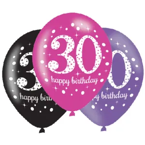 Amscan Latexové balonky 30. narozeniny - růžová party #505358
