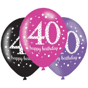 Amscan Latexové balonky 40. narozeniny - růžová party #3987999