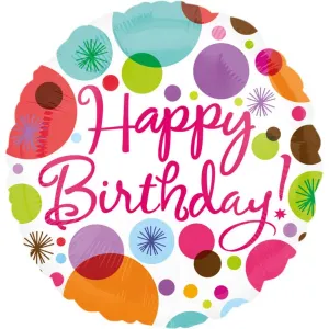Amscan Fóliový balón Happy Birthday - tečkovaný #4083907