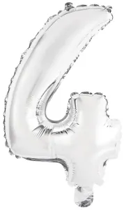 Amscan Mini fóliový balón číslo 4 stříbrný 33 cm
