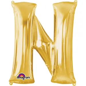 Amscan Mini fóliový balónek písmeno N 33 cm zlatý
