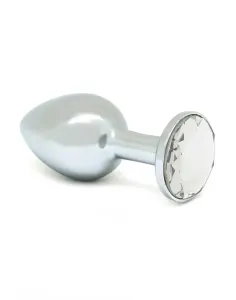 Rimba XS - kovový anální kolík s průhledným kamínkem (stříbrný)