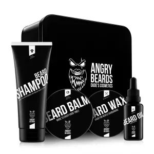 Angry Beards The Traveller olej na vousy 30 ml + balzám na vousy 50 ml + vosk na vousy 30 ml + šampon na vousy 250 ml sada na vousy