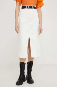 Džínová sukně Answear Lab bílá barva, midi