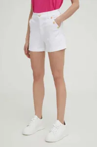 Džínové šortky Answear Lab dámské, bílá barva, hladké, high waist #5161382