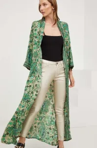 Hedvábné kimono Answear Lab zelená barva