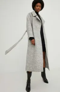 Kabát s příměsí vlny Answear Lab šedá barva, přechodný, oversize
