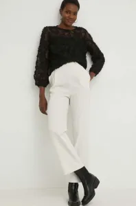 Kalhoty Answear Lab dámské, béžová barva, jednoduché, high waist #4658045