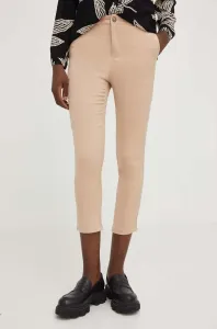 Kalhoty Answear Lab dámské, béžová barva, přiléhavé, high waist #5218931