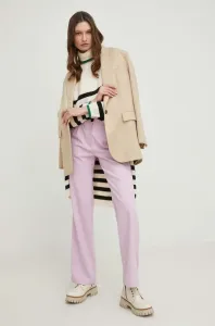 Kalhoty Answear Lab dámské, fialová barva, jednoduché, high waist #5657302