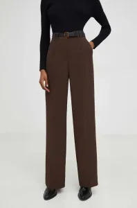 Kalhoty Answear Lab dámské, hnědá barva, jednoduché, high waist #6056479