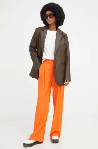 Kalhoty Answear Lab dámské, oranžová barva, široké, high waist