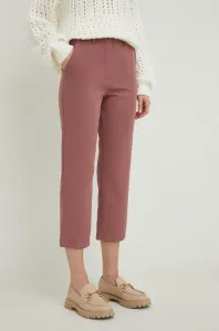 Kalhoty Answear Lab dámské, růžová barva, jednoduché, high waist #6068238