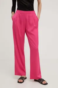 Kalhoty Answear Lab dámské, růžová barva, jednoduché, high waist #5910848