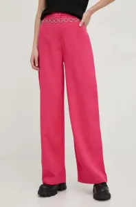Kalhoty Answear Lab dámské, růžová barva, široké, high waist #5010232