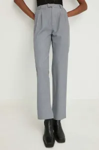 Kalhoty Answear Lab dámské, šedá barva, jednoduché, high waist #5089666