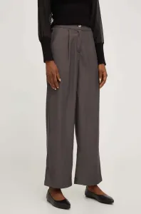 Kalhoty Answear Lab dámské, šedá barva, jednoduché, high waist #5970318