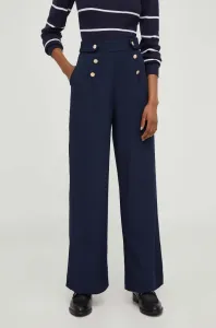 Kalhoty Answear Lab dámské, tmavomodrá barva, široké, high waist #5969542