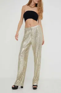 Kalhoty Answear Lab dámské, zlatá barva, jednoduché, high waist