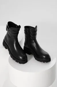 Kožené kotníkové boty Answear Lab dámské, černá barva, na platformě #5491266