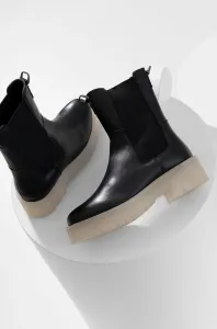 Kožené kotníkové boty Answear Lab dámské, černá barva, na platformě #3431455