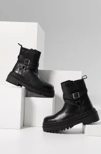 Kožené kotníkové boty Answear Lab dámské, černá barva, na platformě #3430315