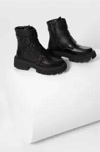 Kožené kotníkové boty Answear Lab dámské, černá barva, na plochém podpatku #3791405