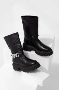 Kožené kotníkové boty Answear Lab dámské, černá barva, na plochém podpatku #3430916