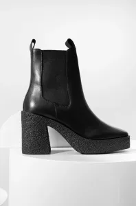 Kožené kotníkové boty Answear Lab dámské, černá barva, na podpatku #3431449