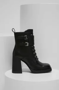 Kožené kotníkové boty Answear Lab dámské, černá barva, na podpatku #6055403