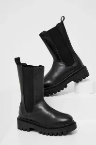 Kožené kotníkové boty Answear Lab X limited collection NO SHAME dámské, černá barva, na plochém podpatku