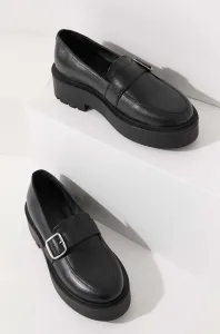 Kožené mokasíny Answear Lab dámské, černá barva, na platformě #5215994