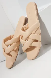 Kožené pantofle Answear Lab dámské, béžová barva #1990415