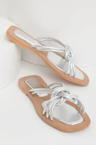 Kožené pantofle Answear Lab Dámské, stříbrná barva #5155514