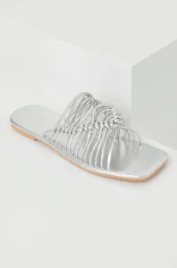 Kožené pantofle Answear Lab Dámské, stříbrná barva #4736358