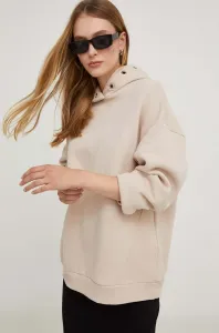 Mikina Answear Lab dámská, béžová barva, s kapucí, hladká #6066793