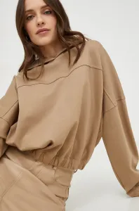 Mikina Answear Lab dámská, béžová barva, s kapucí, hladká #6117528