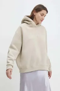Mikina Answear Lab dámská, béžová barva, s kapucí, s aplikací